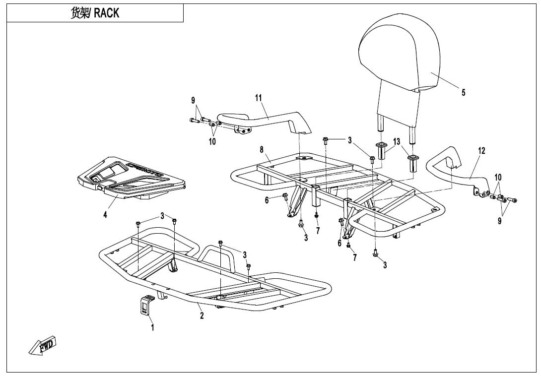 RACK STEEL F14 B CFMOTO